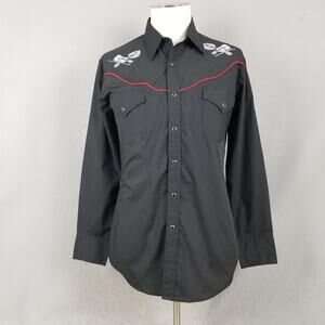 Ely Diamond Shirt Mens Medium Black Country Music Western‎ Embroidered Snap